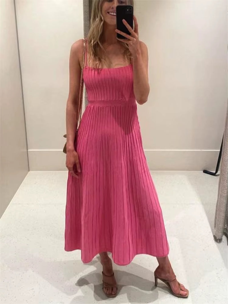 Backless Ribbed Maxi Dress for Women Summer New Holiday Party Stretch High Waist Bodycon Maternity Dresses Knit Sundress