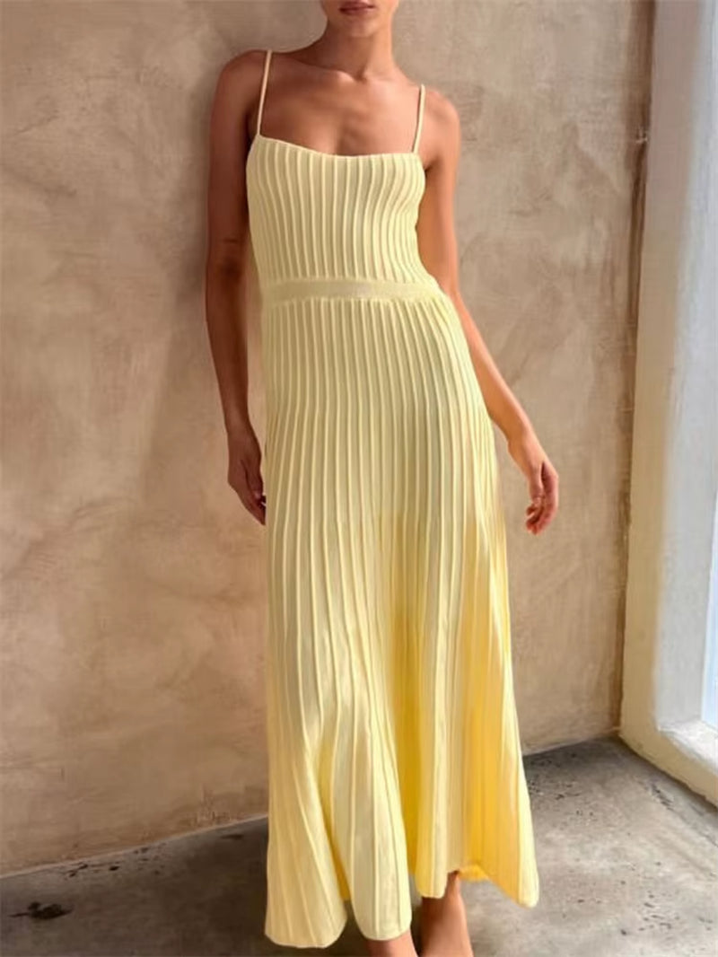 Backless Ribbed Maxi Dress for Women Summer New Holiday Party Stretch High Waist Bodycon Maternity Dresses Knit Sundress
