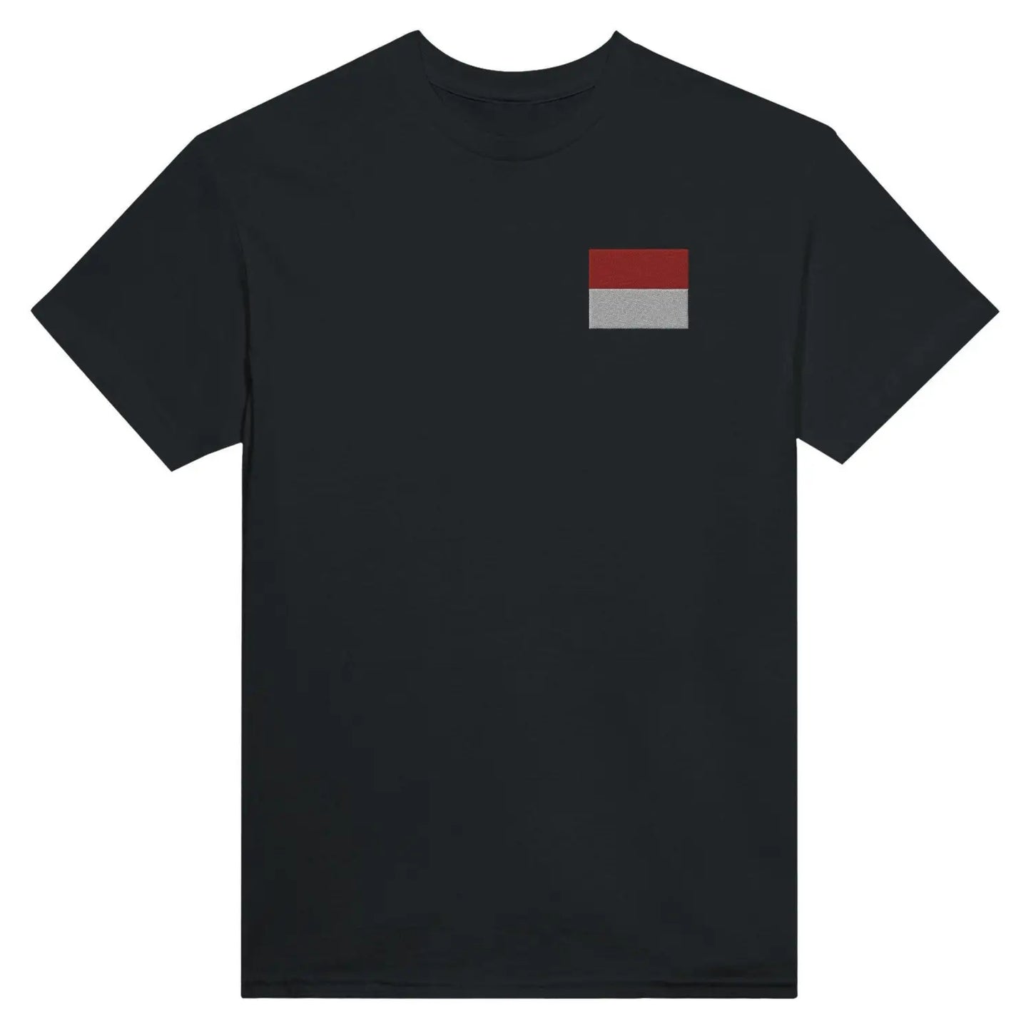 T-Shirt Drapeau De Monaco En Broderie