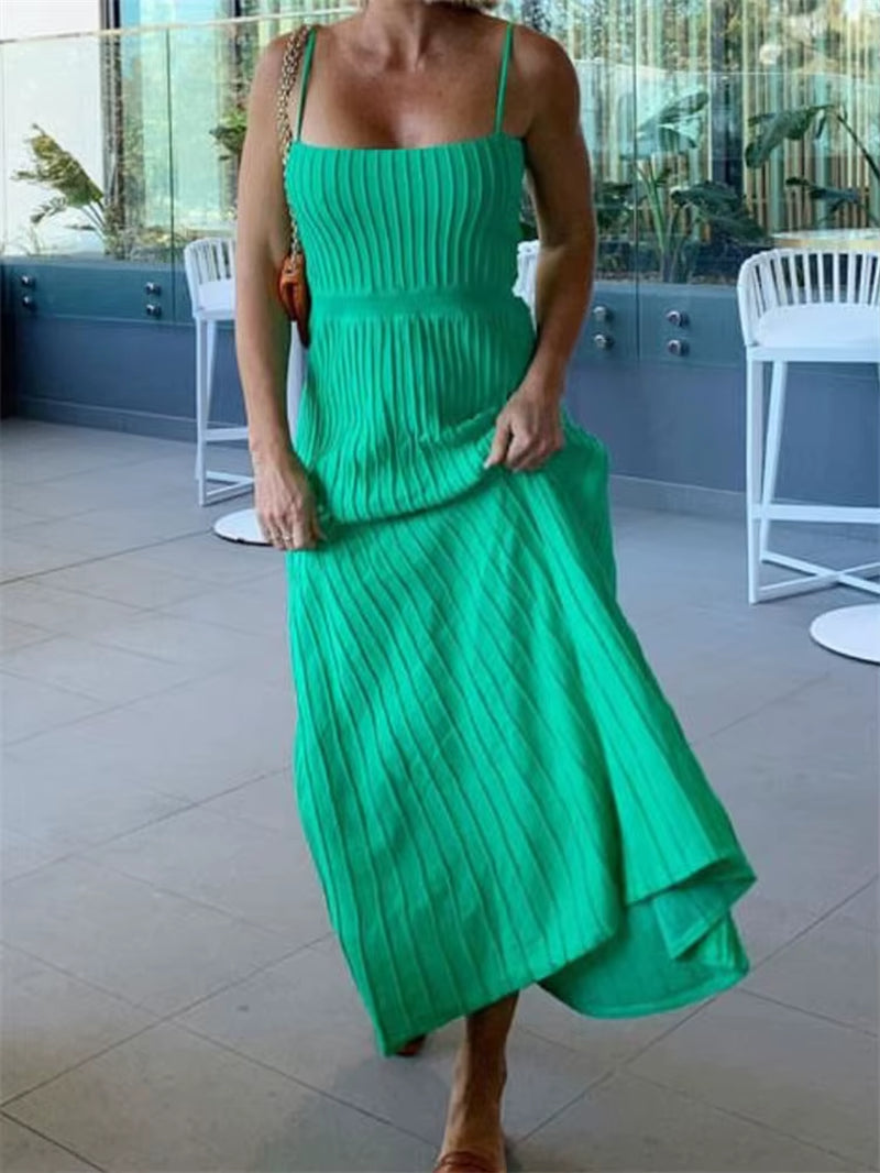 Backless Ribbed Maxi Dress for Women Summer New Holiday Party Stretch High Waist Bodycon Maternity Dresses Knit Sundress