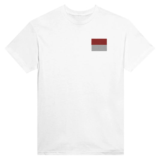 T-Shirt Drapeau De Monaco En Broderie